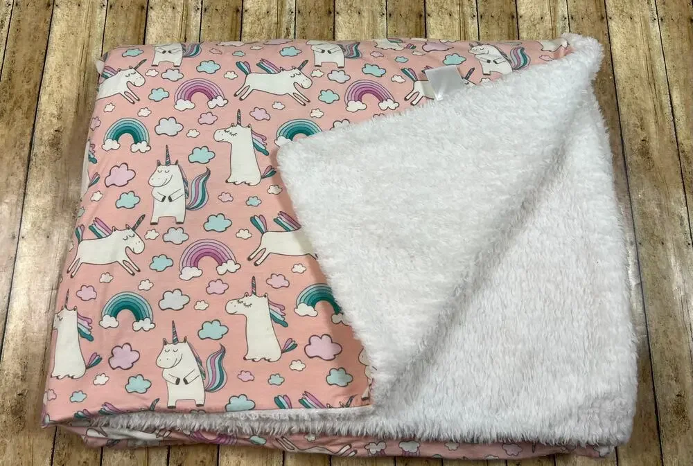 Posh Peanut Olive Unicorn Luxe Plush Patoo Bamboo Blanket 60x40
